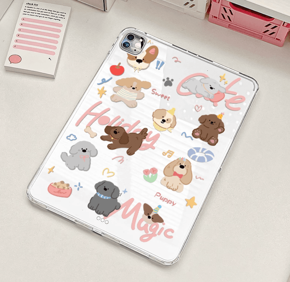 タブレットケース かわいい子犬イラスト透明保護カバー iPad/iPad Air/iPad Pro/mini
