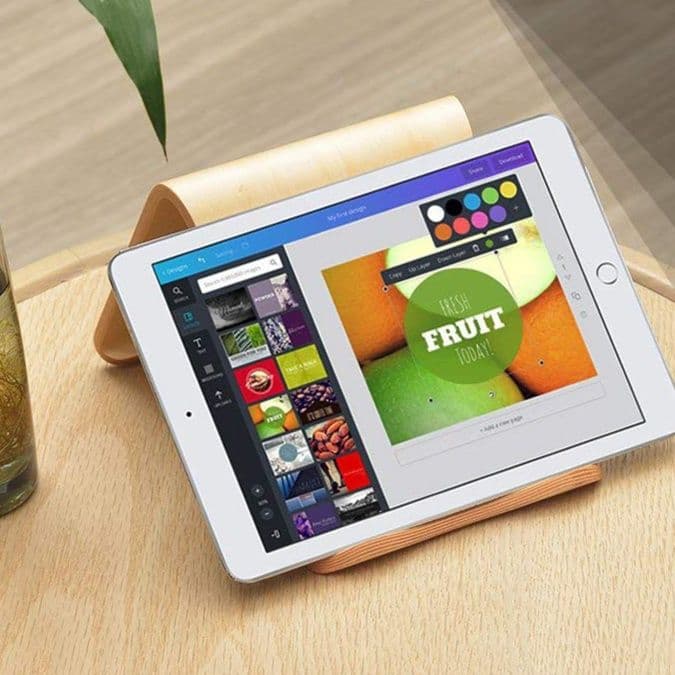 タブレットケース 天然木製曲線型タブレット立て掛けスタンド