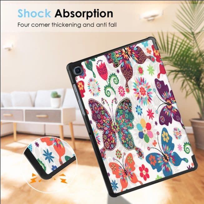 タブレットケース 花柄蝶々模様 三つ折りスタンドカバー　iPad/iPad Air/iPad Pro