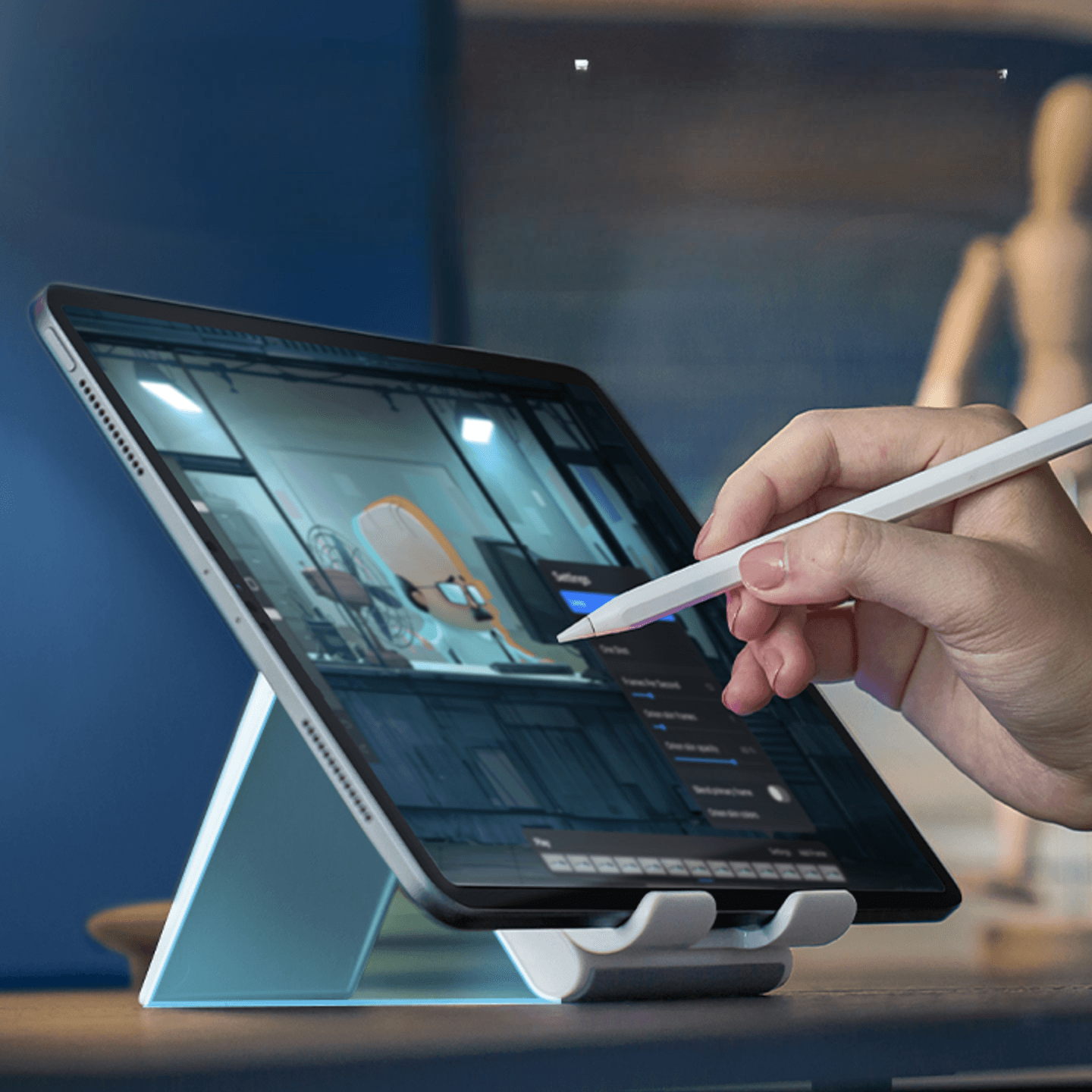 タブレットケース 多角度調整機能付き折りたたみ式スタンド