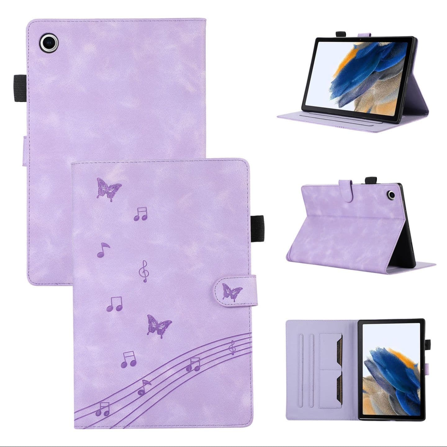 タブレットケース 蝶と音符の刺繍入り / 合皮手帳型タブレットケース iPad/iPad Air/iPad Pro/mini   Huawei / Lenovo / OPPO / Xiaomi 