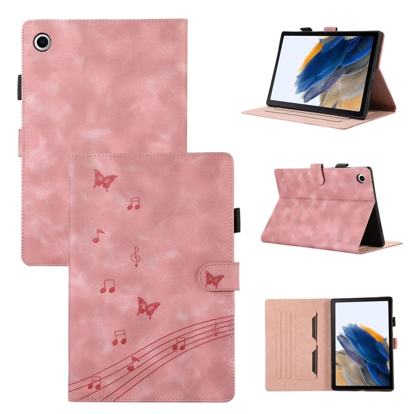 タブレットケース 蝶と音符の刺繍入り / 合皮手帳型タブレットケース iPad/iPad Air/iPad Pro/mini   Huawei / Lenovo / OPPO / Xiaomi 