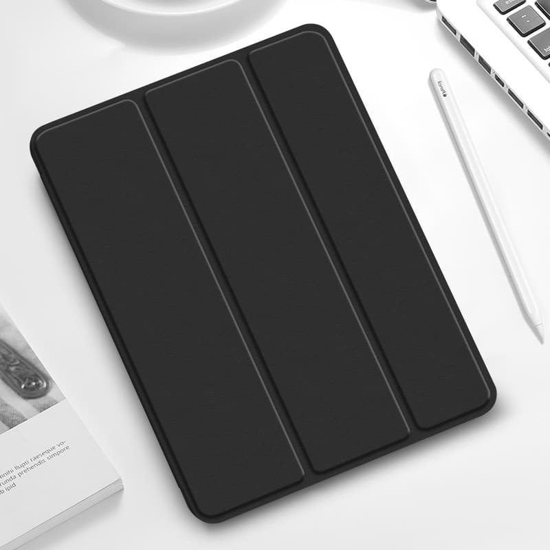 タブレットケース iPad/iPad Air/iPad Pro/miniタブレットケース 側面磁気充電対応ペン収納三つ折り保護ケース