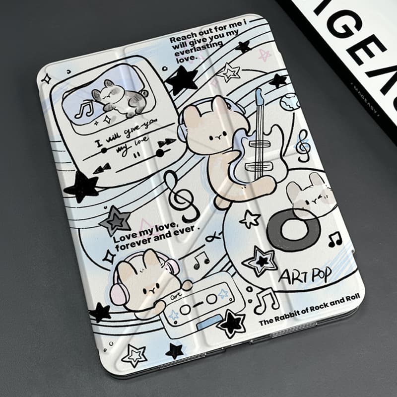 タブレットケース iPad/iPad Air/iPad Pro/mini ねこ仲間イラスト折りたたみケース