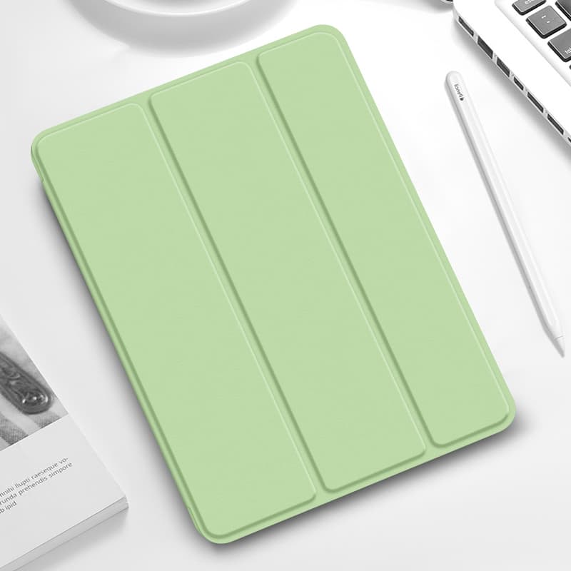 タブレットケース iPad/iPad Air/iPad Pro/miniタブレットケース 側面磁気充電対応ペン収納三つ折り保護ケース