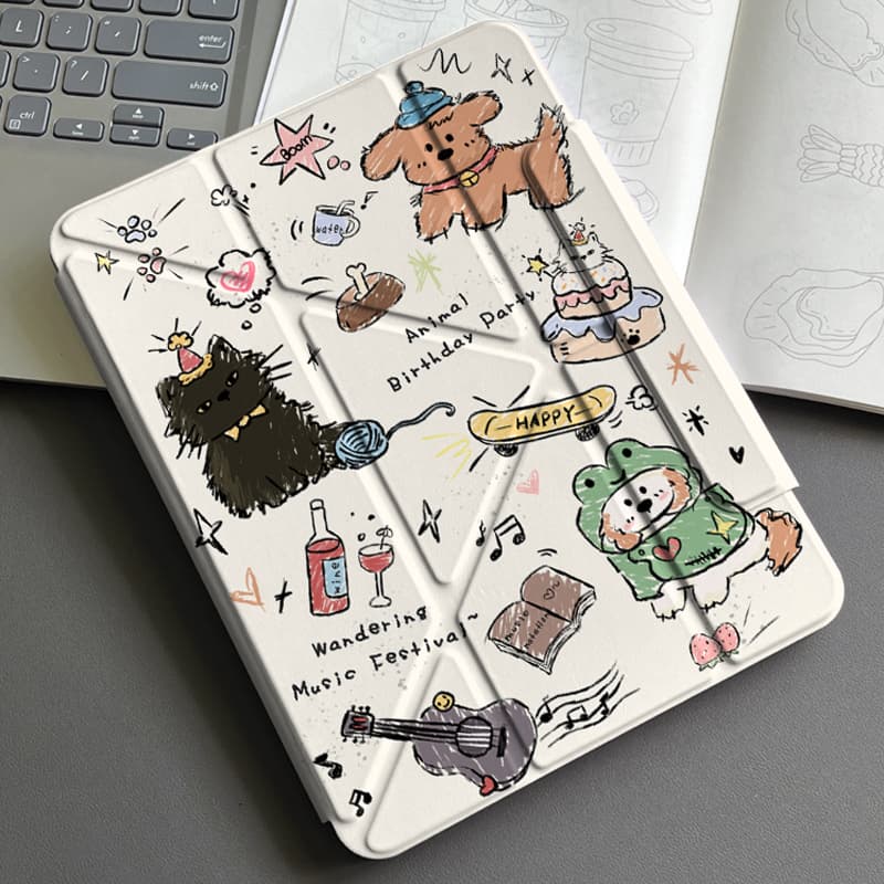 タブレットケース iPad/iPad Air/iPad Pro/mini ゆるかわ動物イラスト保護カバー