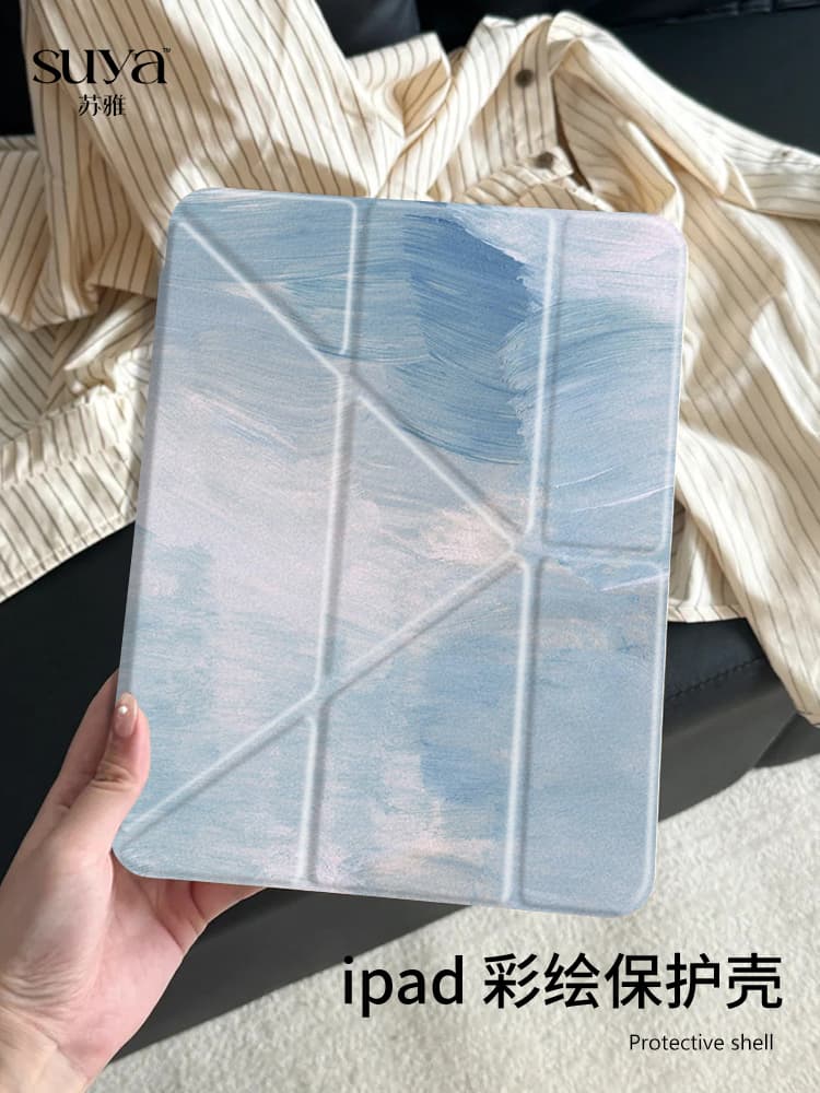 タブレットケース iPad/iPad Air/iPad Pro/mini 水彩画風折りたたみ式保護カバー