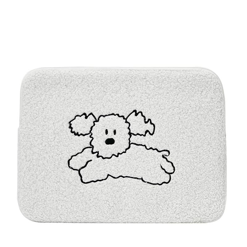 タブレットケース 可愛い子犬刺繍ふわふわボアタブレットケース