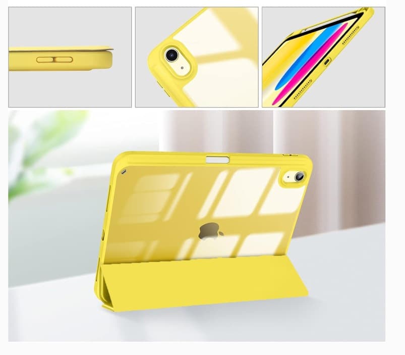 タブレットケース ペンケース収納付き/ 透明背面タブレット iPadケース