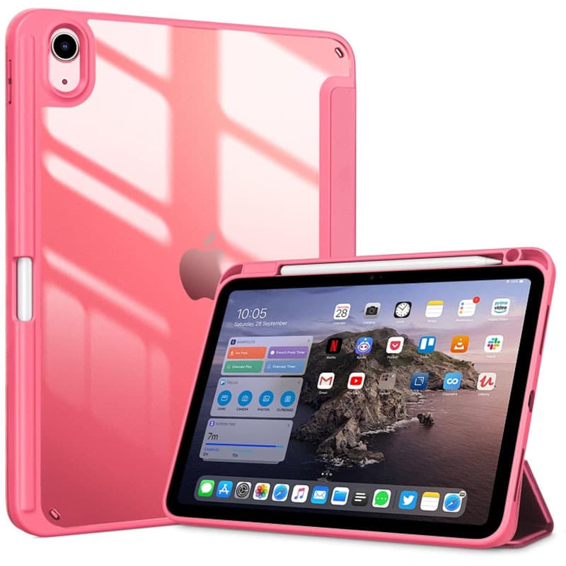 タブレットケース ペンケース収納付き/ 透明背面タブレット iPadケース