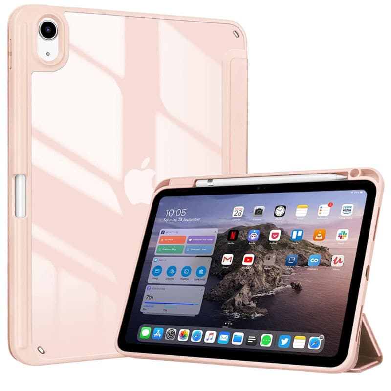 タブレットケース ペンケース収納付き/ 透明背面タブレット iPadケース